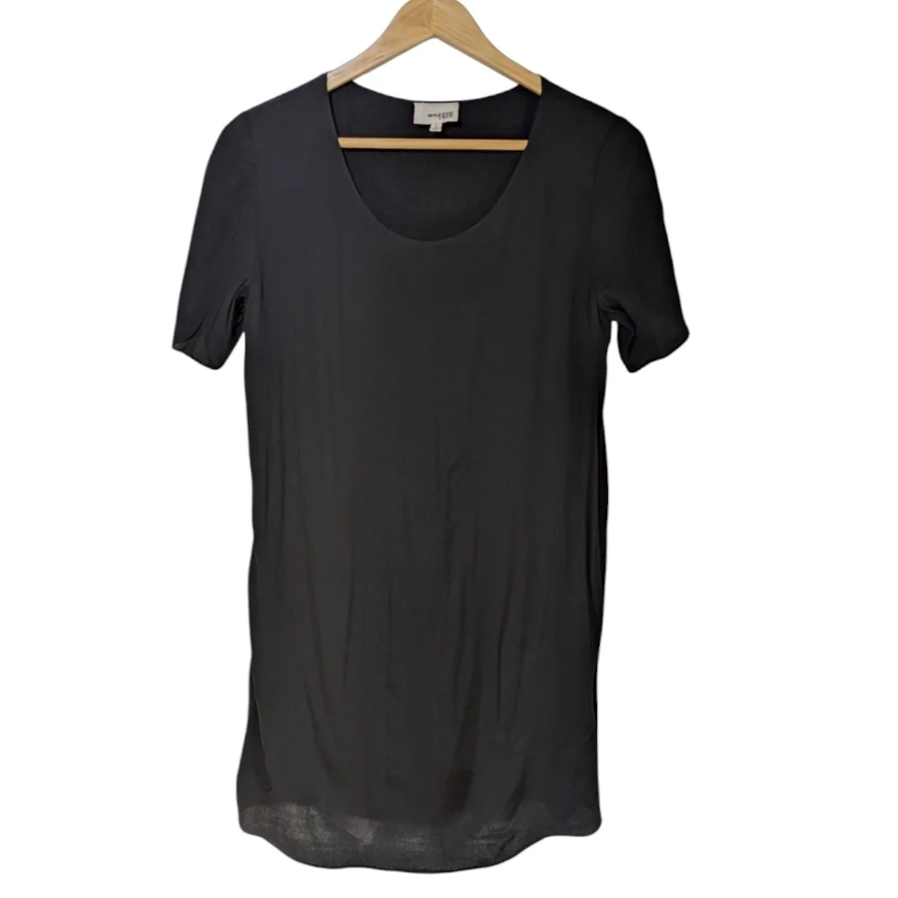 Aritzia - Wilfred Black Sheath Mini Dress Scoop Neck Short Sleeve - Picture 3 of 7